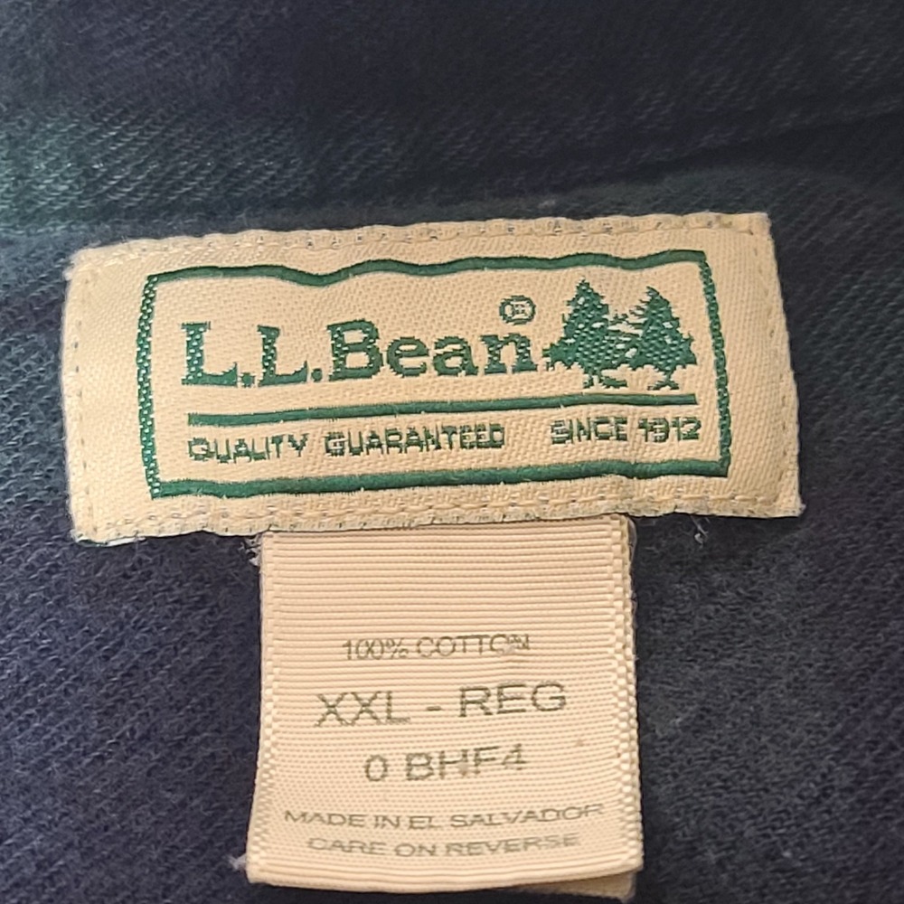 Vtg LL Bean Flannel Shirt XXL Mens Black Watch Plaid Plus Size 100% Cotton Y2K - Picture 4 of 8